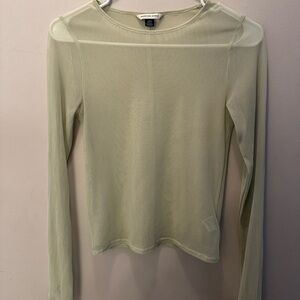 American Eagle Sheer Long Sleeve Top - Seedling Green